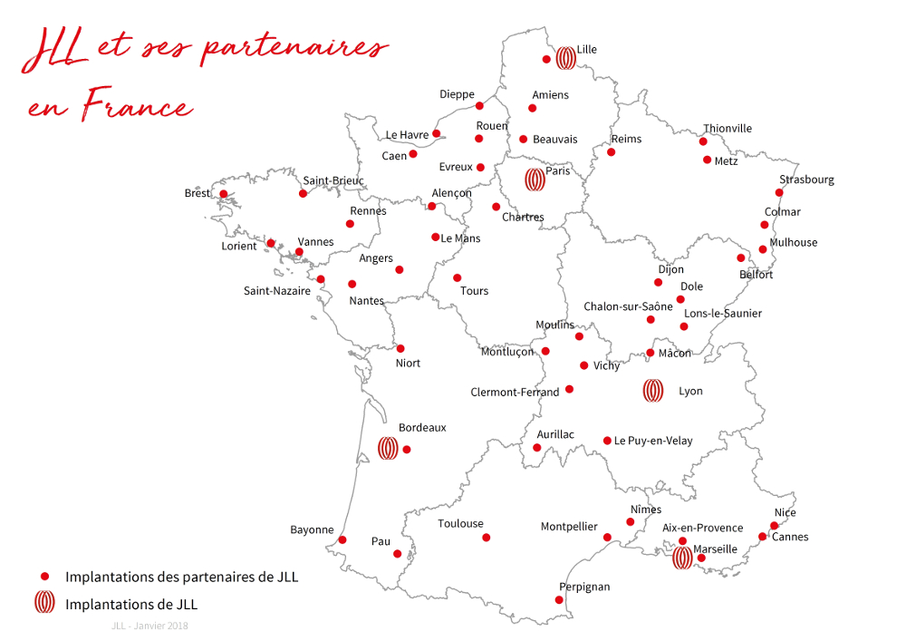 Carte du réseau JLL sur toute la france